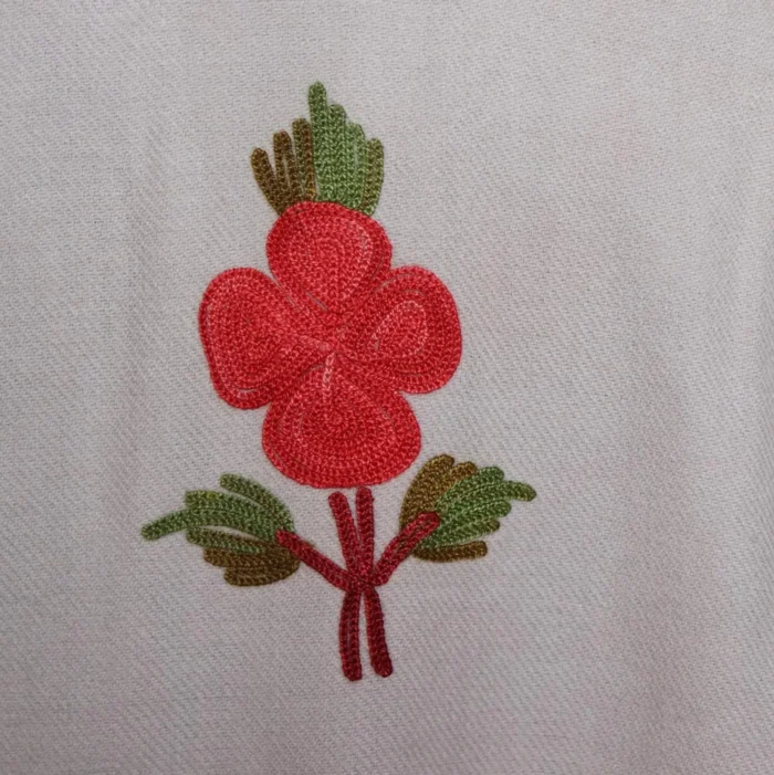 Shirin White Cashmilon Pheran with Elegent Aari Design - Image 4