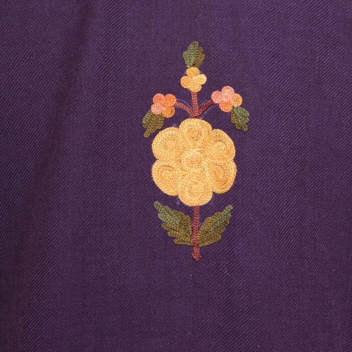 Zara Purple Cashmilon Pheran - Delicate Aari Work - Image 4
