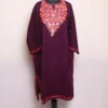 Tahira Wine Cashmilon Pheran - Refined Aari Embroidery