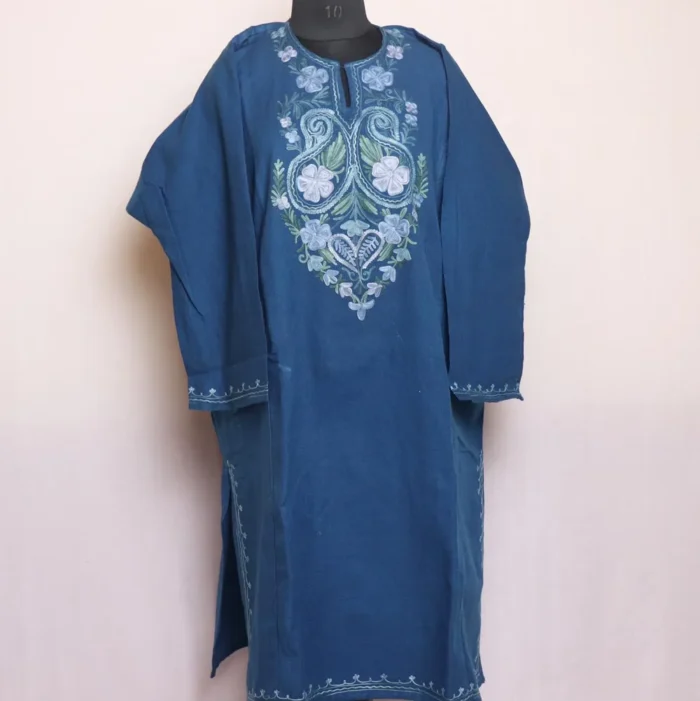Fouzia Prewinkle Cashmilon Pheran - Rich Aari Embroidery