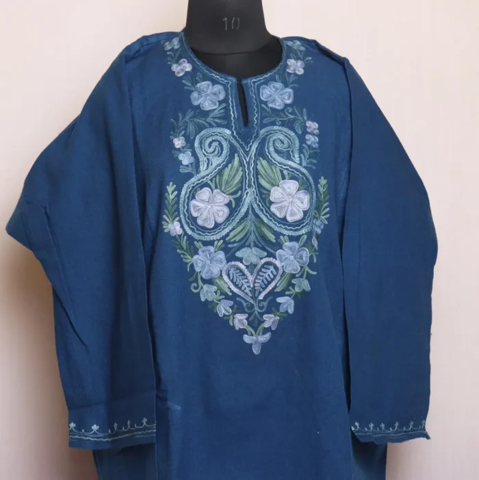 Fouzia Prewinkle Cashmilon Pheran - Rich Aari Embroidery - Image 2