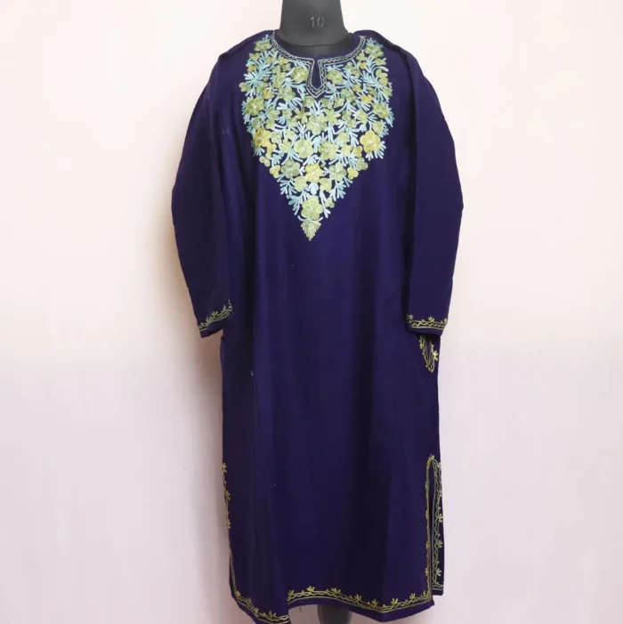 Mariya Voilet Cashmilon Pheran with Brilliant Aari Embroidery