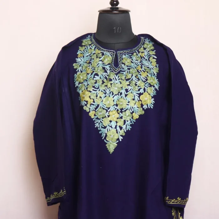 Mariya Voilet Cashmilon Pheran with Brilliant Aari Embroidery - Image 2