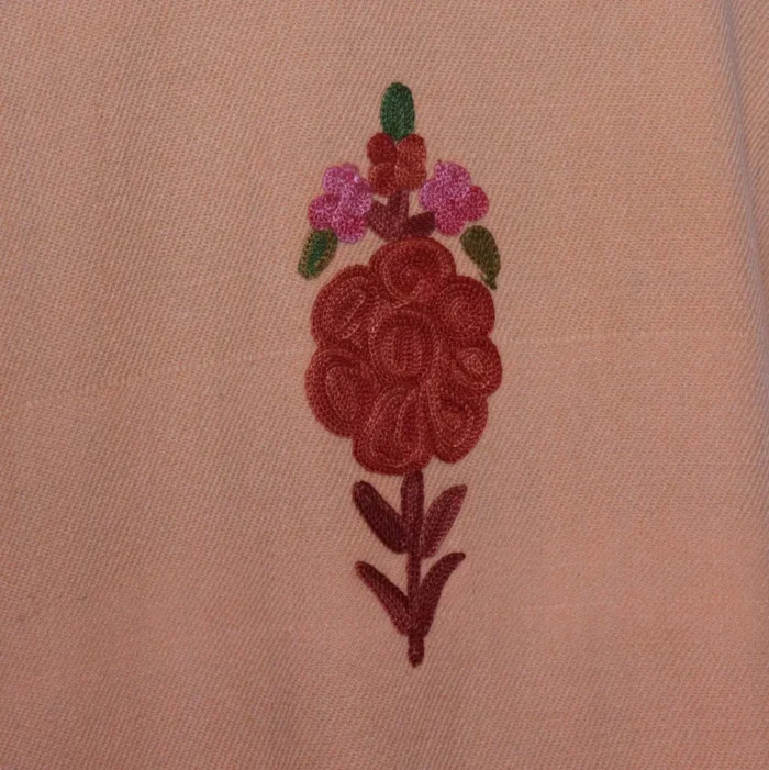 Shaista Peach Colored Cashmilon Pheran with Elegent Aari Embroidery - Image 4