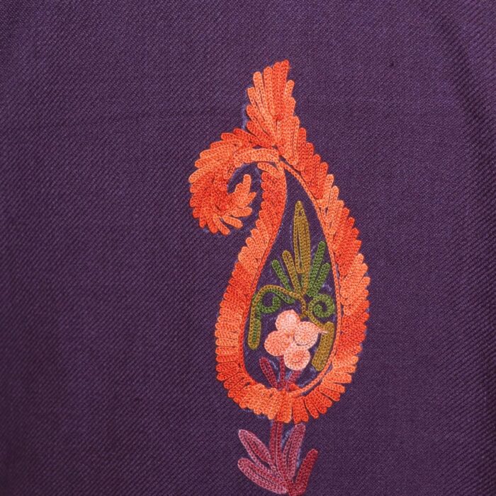 Nargis Midnight Pink Cashmilon Pheran with Rich Aari Embroidery - Image 4