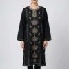 Shaheen Designer Pheran- Black Raffal With Sozni Handwork