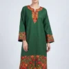 Green Raffal Pheran With Heavy Sleeve & Border Embroidery - Firdous Collection
