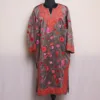 Beautiful Grey Velvet Pheran With Red Jaal Aari Embroidery - Shaheen Collection