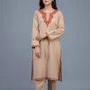 Bush Brown Cotton Kurta Set with Hand Sozni Embroidery - Barbara Collection