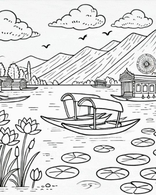 Kashmiri Coloring Downloadable Sheets – Iconic Landmarks & Heritage