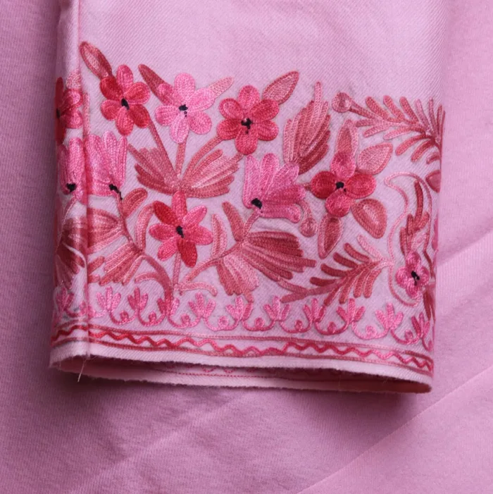 Pink Raffal Pheran With Heavy Sleeve & Border Embroidery (48,45)- Firdous Collection - Image 4