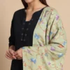 Light Green Hand Aari Embroidered Wool Stole – Kashmiri Craftsmanship