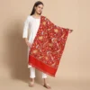 Maroon Hand Aari Embroidered Wool Stole – Kashmiri Craftsmanship