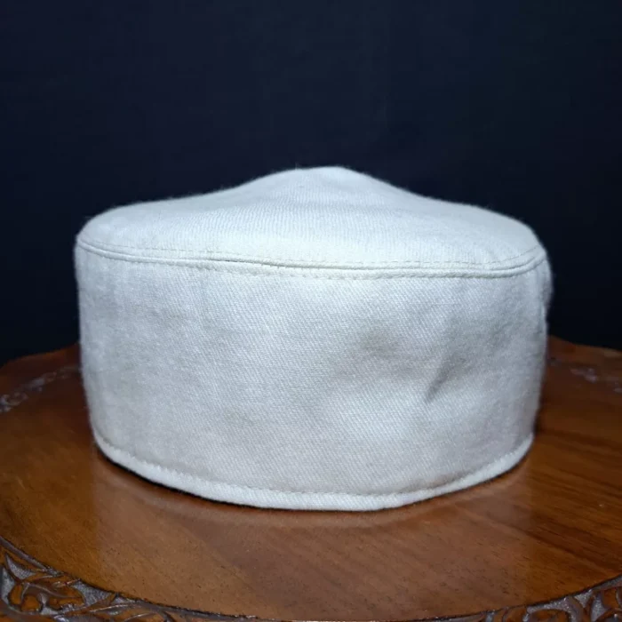 Kashmiri Premium Plain Off White Pure Pashmina Cap - Image 5