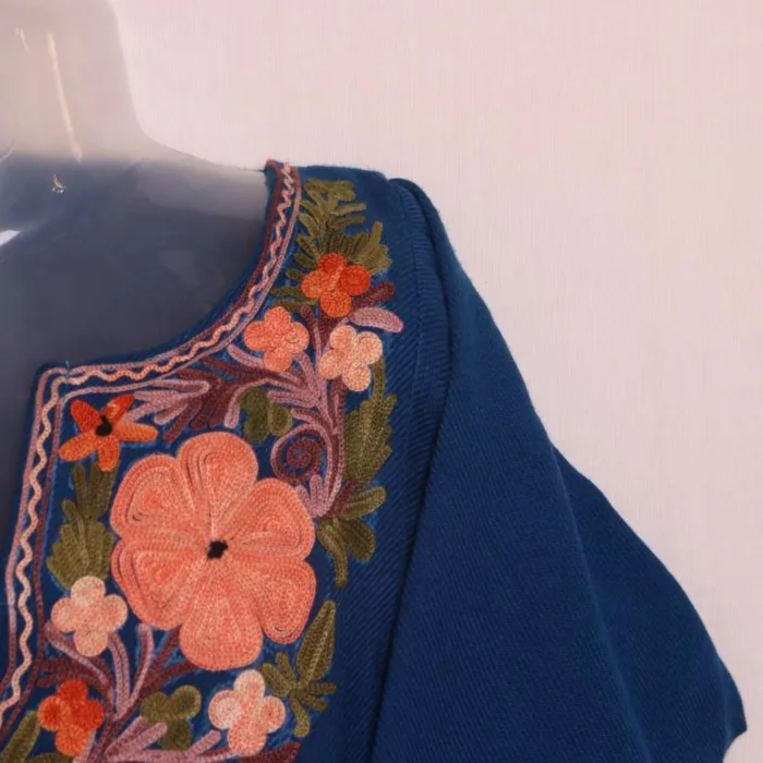 Blue Cashmilon Girls Pheran with Aari Embroidery - Parisa Collection (6-7y) - Image 3