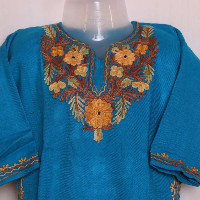 Blue Cashmilon Aari Embroidered Girls Pheran - Parisa Collection (2-3y) - Image 2