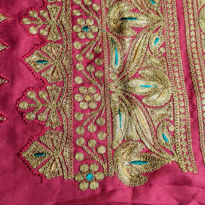 Red and Golden Designer Tilla Patch With Border, Pocket and Sleeves Lace - Koraab Collection - Image 5