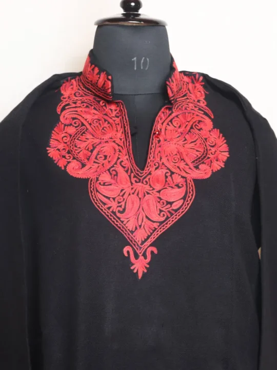 Vibrant Black Cashmilon Long Kurta with Beautiful Aari Embroidery | Gul-e-Hawal Collection