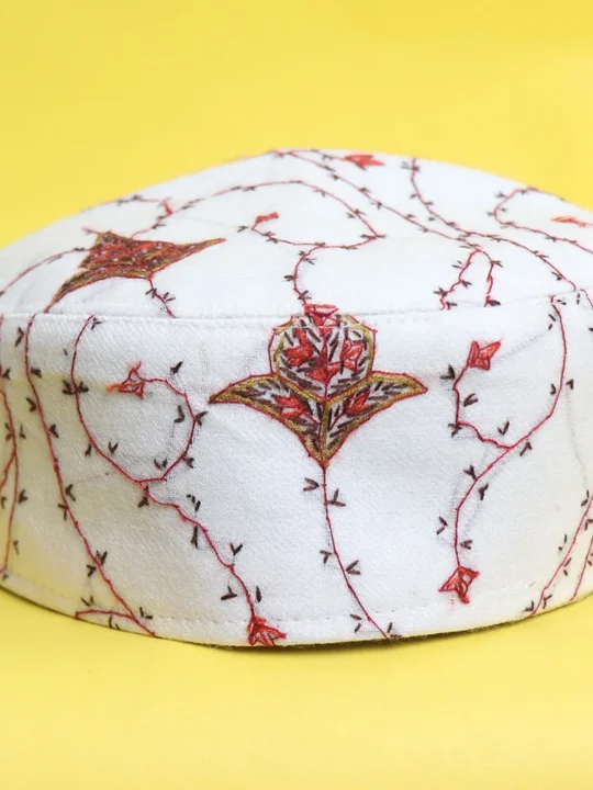 Yousufi Toosha Cap Adorned with Hand Sozni Work | Tre Aftaab