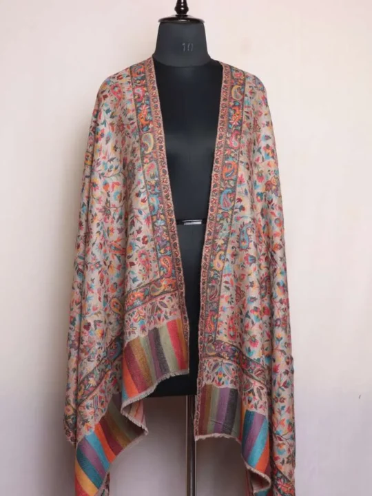 Premium Soft Wool Natural Shade Kani Weaving Stole | Mughal Collection
