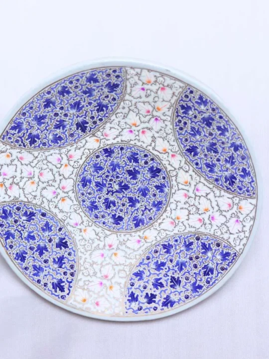 Artistic Paper Mache Kashmiri Wall Plate with Intricate Circular Design