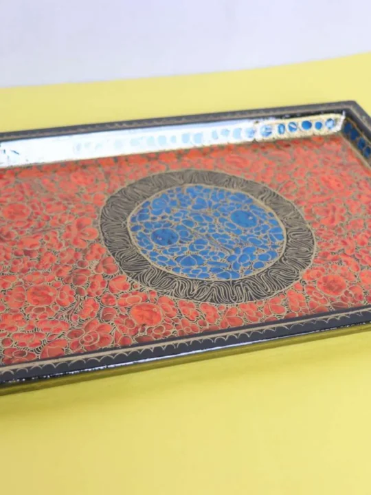 Exquisite Kashmiri Paper Mache Tray with Intricate Artwork