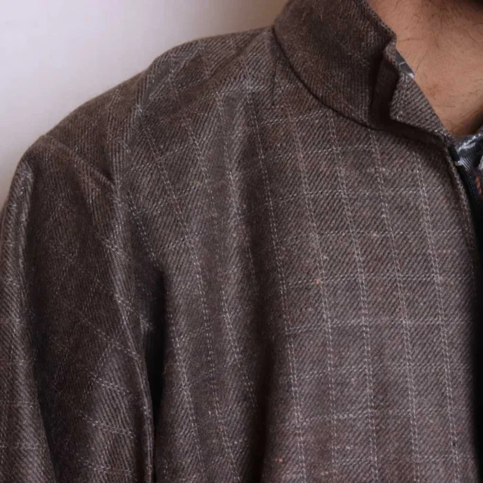 Classic Light Brown Tweed Gents Pheran (L:46 , C:60 ) - Baraqah Collection - Image 2