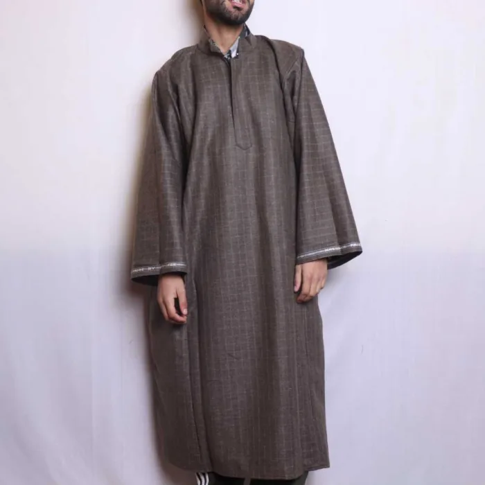 Classic Light Brown Tweed Gents Pheran (L:46 , C:60 ) - Baraqah Collection