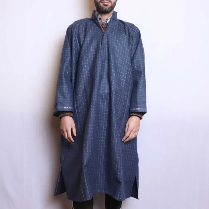 Midnight Blue Tweed Gents Pheran with a Timeless Style (L:42 , C:64 ) - Baraqah Collection