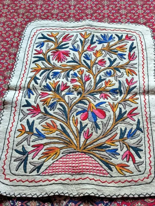 Elegant Flora and Artistic Design Namda with Hand Embroidery ( 4x 3 ft)