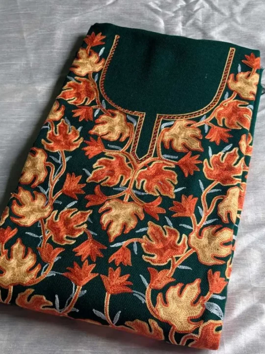Warm Dark Green Chinari Unstitched Suit in Cashmilon - Libaas ...