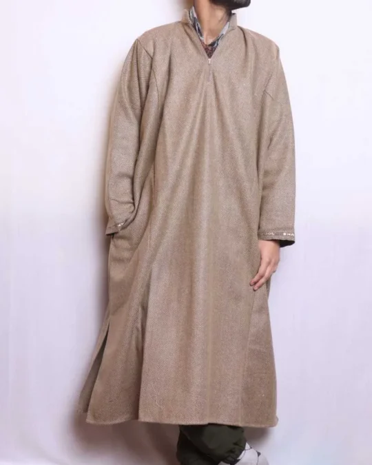 Light Brown Lakeer Tweed Pheran | Feran for Gents (L46.5,C60)- The Aqeel Collection