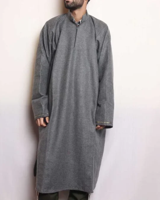 Grey Lakeer Tweed Pheran | Feran for Gents (L46,C64)- The Aqeel Collection