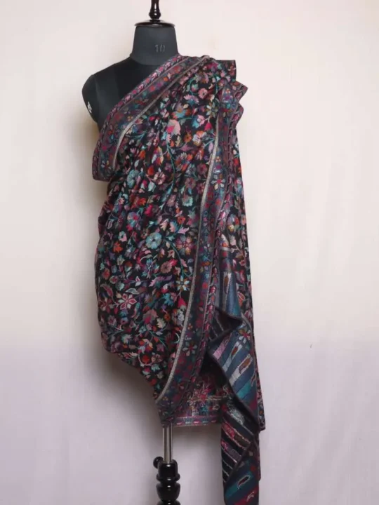 Black Color Kani Kashmiri Shawl | Unisex | Mughal Collection