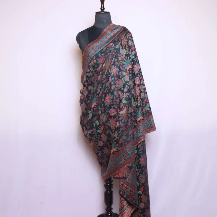 Black Kani Weaving Kashmiri Shawl for Men| Pambach | Mughal Collection