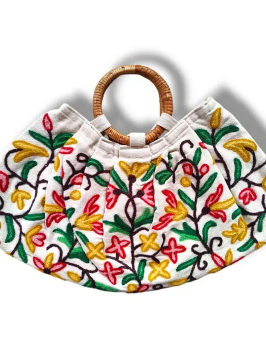 Gulrang Kashmiri Crewel Moon Bag
