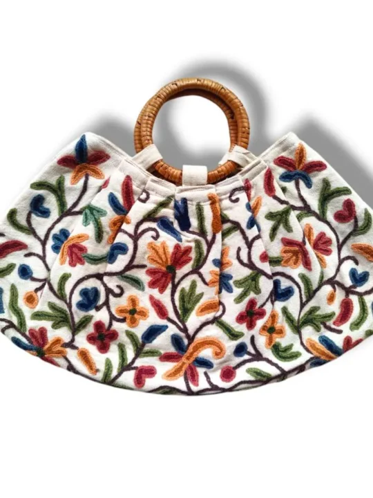 Gul Almeen Kashmiri Crewel Moon Bag