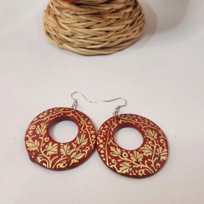 Dal Lake Traditional Kashmiri Paper Mache Earrings