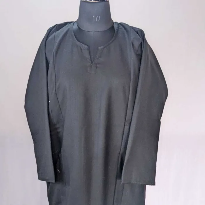 Plain Warm Black Cashmilon Pheran for Winter - Image 2