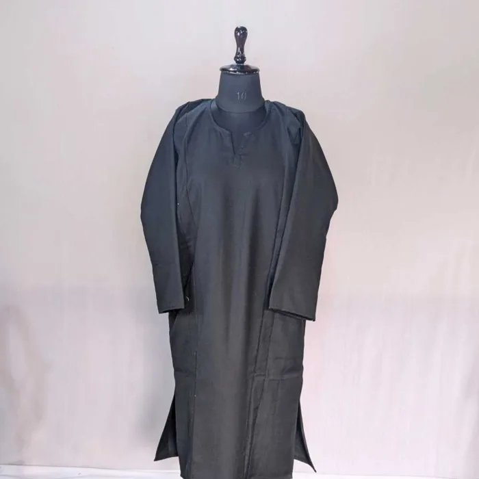 Plain Warm Black Cashmilon Pheran for Winter