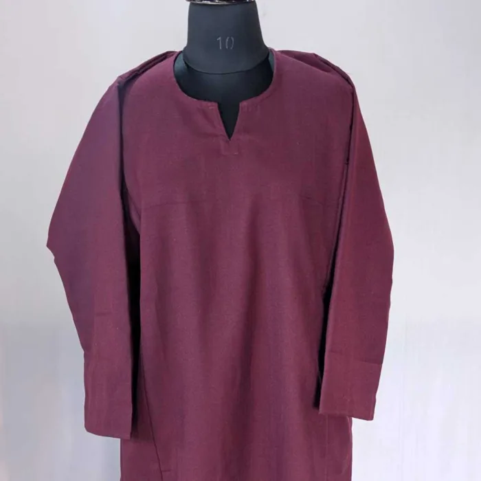 Magenta Kashmiri Plain Cashmilon Pheran Design - Image 2