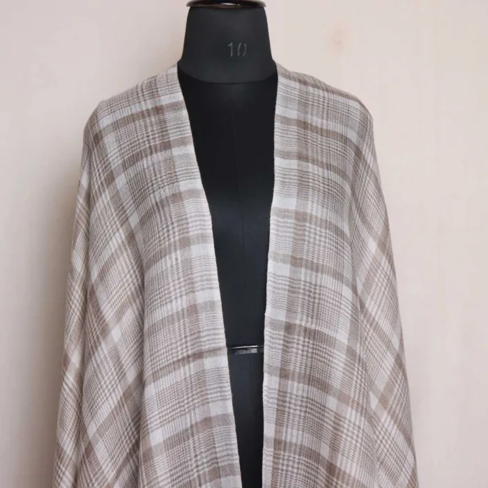 White Classic Men's Check Soft Woolen Shawl - Winter Edition - Image 2