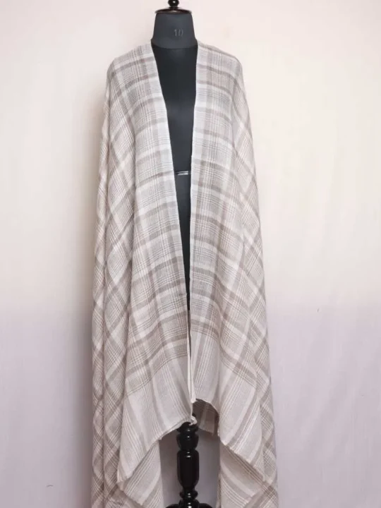 White Classic Men's Check Soft Woolen Shawl - Winter Edition