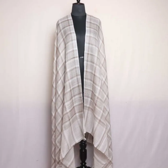 White Classic Men's Check Soft Woolen Shawl - Winter Edition