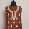 Brown Spun Suit Fabric With Posh Bhooti Hand Aari Embroidery | Samah