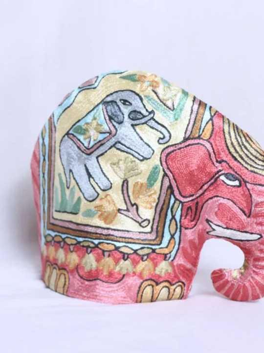 Elegant Elephant Design Chain Stitch Tea Cozy with Silk Thread