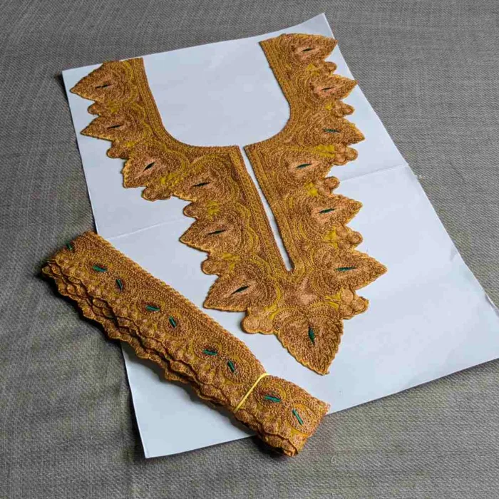 Mustard and Copper Tilla Patch With Border Lace 3m