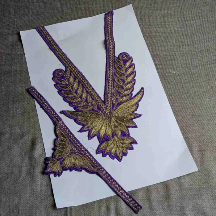 Purple and Golden Tilla Patch With Sleeves