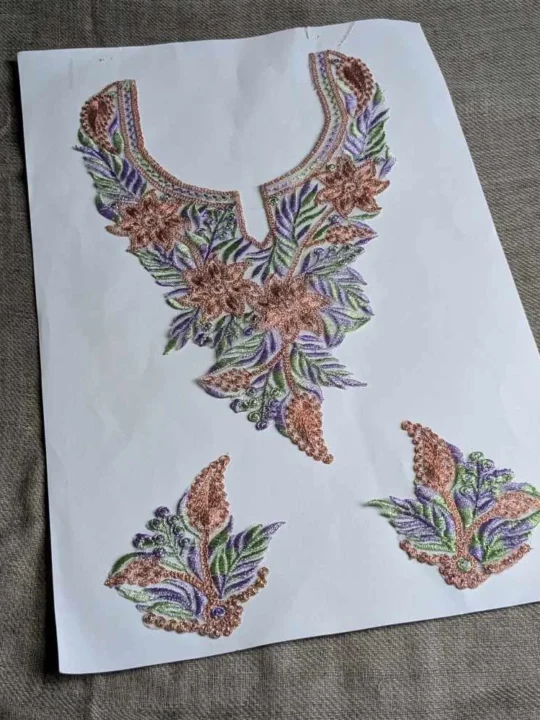 Green and Purple Azra Cutwork Tilla Patch Set