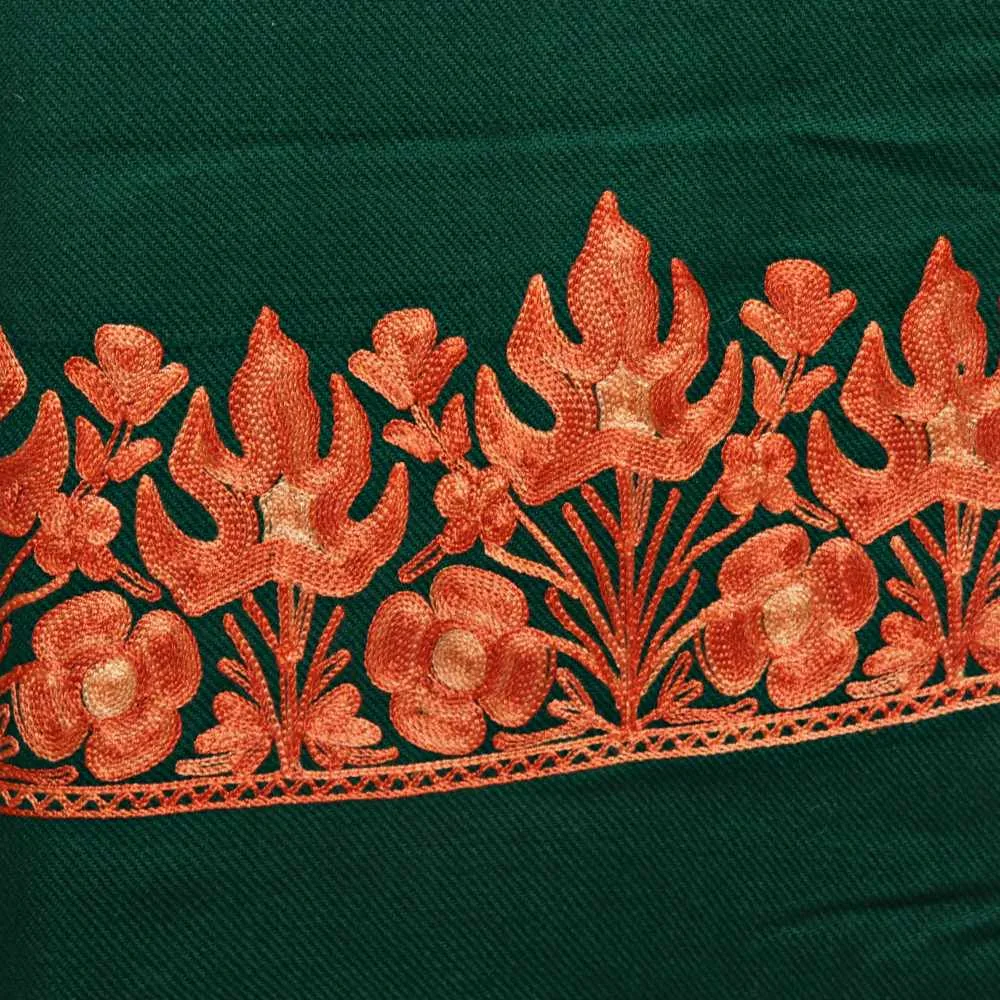 Green Kashmiri Woolen Dress Material With Heavy Border Aari Embroidery |  Marhaba - Gyawun